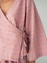 Mia Wrap Top in Orange Seersucker TOP THE BARE ROAD 
