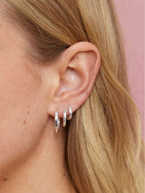 Textured Silver Huggies - Medium EARRINGS TONIMAY 