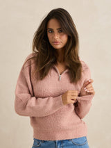 Quinn Zip Knit - Pink JUMPER RHYTHM 