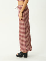 Capricorn Seersucker Maxi Skirt - Burgundy / Beige Check SKIRTS AFENDS 