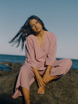 Ivy Pant Lilac Orange Seersucker PANTS THE BARE ROAD 