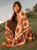 Granny Square Throw - Chai PICNIC BLANKETS WANDERING FOLK 