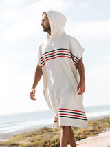 Border Classic Stripe Poncho - Red / Navy HOODED TOWEL SAND CLOUD 