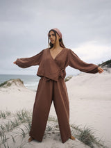 Ella Wrap Top Chocolate TOP THE BARE ROAD 