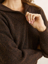 Quincy Zip Knit - Chocolate JUMPER RHYTHM 