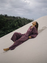 Ella Wrap Top Fig Hemp Check TOP THE BARE ROAD 