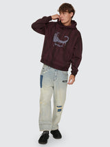 New Delusions Slouch Pull On Cropped Hood - Sunfade Bleach Aubergine JUMPER THRILLS 