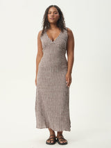 Base Seersucker Maxi Dress - Coffee Check MAXI DRESSES AFENDS 