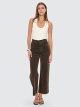 Holly High Rise Flocked Denim Jean - Dark Chocolate PANTS THRILLS 