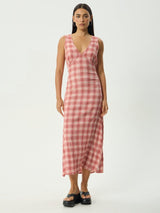 Position Seersucker Maxi Dress - Red Check MAXI DRESSES AFENDS 