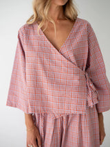 Mia Wrap Top in Orange Seersucker TOP THE BARE ROAD 
