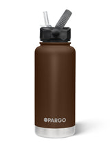 950mL Insulated Drink Bottle w/ Straw Lid - BPA and Toxic Free - Chocolate Brown