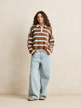Rugby Polo Knit Sweater - Brown JUMPER RHYTHM 
