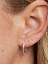 Textured Silver Huggies - Medium EARRINGS TONIMAY 