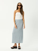 Lagoon Seersucker Maxi Skirt - Overcast Check SKIRTS AFENDS 