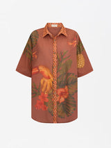 Cuban Tropical Shirt - Coffee BUTTON UP WANDERING FOLK 
