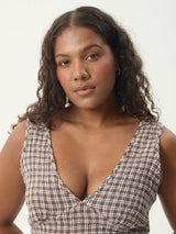 Base Seersucker Maxi Dress - Coffee Check MAXI DRESSES AFENDS 