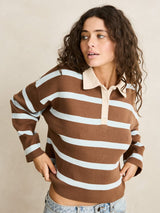Rugby Polo Knit Sweater - Brown JUMPER RHYTHM 