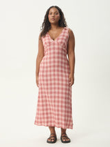 Position Seersucker Maxi Dress - Red Check MAXI DRESSES AFENDS 