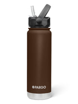 750mL Insulated Bottle w/ Straw Lid - BPA and Toxic Free - Chocolate Brown INSULATED DRINK BOTTLE PROJECT PARGO 
