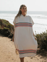 Border Classic Stripe Poncho - Red / Navy HOODED TOWEL SAND CLOUD 