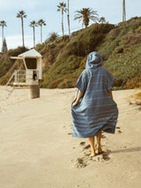 Classic Stripe Hooded Poncho - Slate Blue HOODED TOWEL SAND CLOUD 