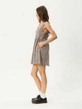 Jesse Seersucker Mini Dress - Coffee Check MINI DRESSES AFENDS 