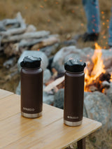 950mL Insulated Drink Bottle w/ Straw Lid - BPA and Toxic Free - Chocolate Brown