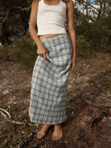 Lagoon Seersucker Maxi Skirt - Overcast Check SKIRTS AFENDS 