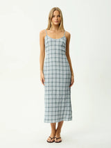 Lagoon Seersucker Midi Dress - Overcast Check MIDI DRESS AFENDS 