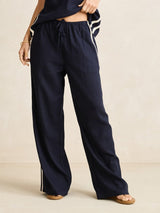 Contrast Linen Track Pant - Ocean PANTS RHYTHM 