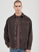 Campus Chunky Cord Long Sleeve Shirt - Dark Brown LONG SLEEVE ROLLAS JEANS 