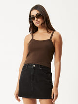 Taylor Rib Singlet - Coffee TOP AFENDS 