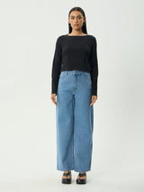 Focus - Seersucker Long Sleeve Top - Black TOP AFENDS 