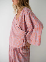 Mia Wrap Top in Orange Seersucker TOP THE BARE ROAD 