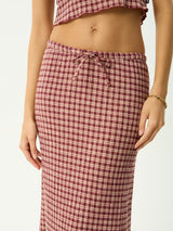 Capricorn Seersucker Maxi Skirt - Burgundy / Beige Check SKIRTS AFENDS 