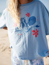 Artist Tee - Oversized Bias 'Cloud Surfing' by Easty Beasty - Sky Blue T-SHIRT ATMOSEA 