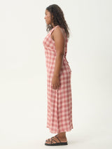 Position Seersucker Maxi Dress - Red Check MAXI DRESSES AFENDS 