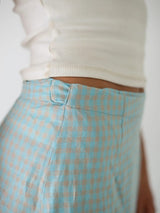 Charlie Wrap Skirt Blue Beige Gingham SKIRTS THE BARE ROAD 