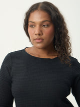 Focus - Seersucker Long Sleeve Top - Black TOP AFENDS 
