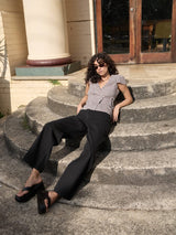 Loula Seersucker Wrap Top - Coffee Check TOP AFENDS 