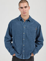 Campus Chunky Cord Long Sleeve Shirt - Washed Blue LONG SLEEVE ROLLAS JEANS 