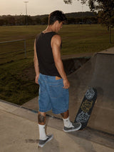 Lil C - Denim Baggy Short 22” - Worn Blue SHORTS AFENDS 