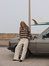 Rugby Polo Knit Sweater - Brown JUMPER RHYTHM 