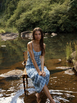 Lagoon Seersucker Midi Dress - Overcast Check MIDI DRESS AFENDS 