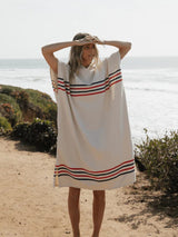 Border Classic Stripe Poncho - Red / Navy HOODED TOWEL SAND CLOUD 