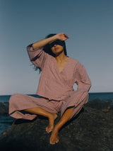 Mia Wrap Top in Orange Seersucker TOP THE BARE ROAD 