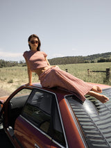 Capricorn Seersucker Maxi Skirt - Burgundy / Beige Check SKIRTS AFENDS 