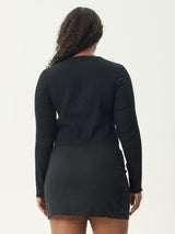 Focus - Seersucker Long Sleeve Top - Black TOP AFENDS 