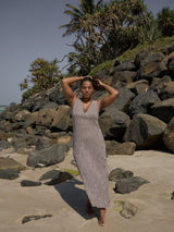 Base Seersucker Maxi Dress - Coffee Check MAXI DRESSES AFENDS 